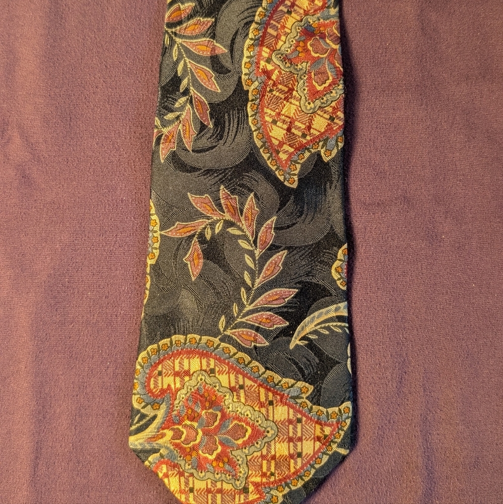 Sophisticated Paisley Men's Tie - Black and Gold